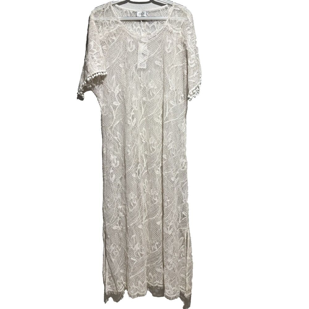 NWT Johnny Was Jade‎ Cream Sawyer Lace Midi Dress Short Sleeve Boho Dress Medium